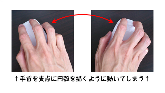 マウスの動きが円弧を描いてしまう